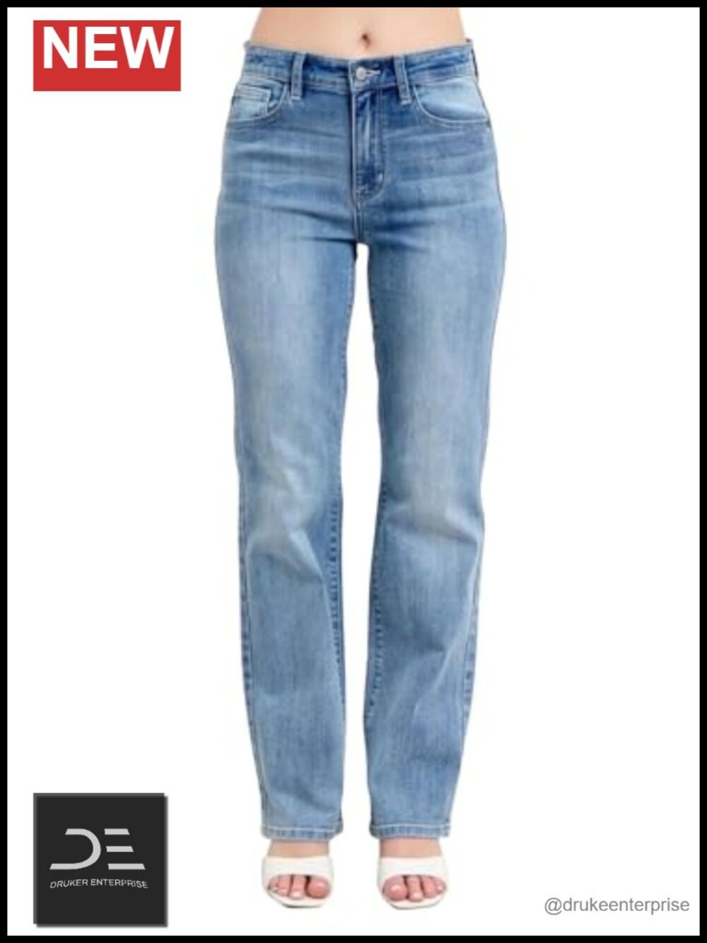 High Waist Dad Jeans Premium Stretch Denim Vintage Straight Leg
